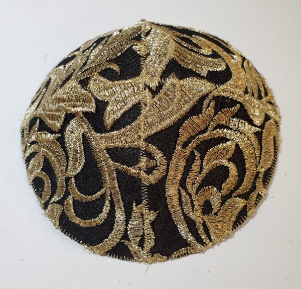 Gold and Black Embroidery Vines Kippah