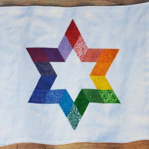 Rainbow Star of David Challah Cover