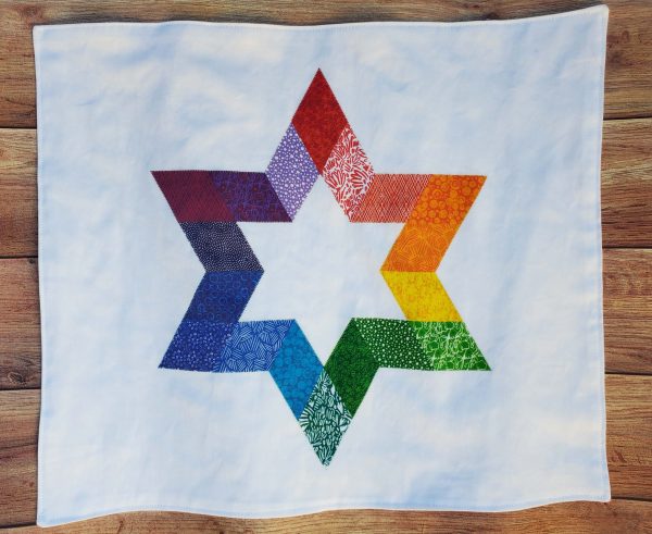 Rainbow Star of David Challah Cover