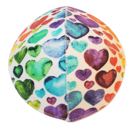 Watercolor Rainbow Hearts Saucer Style Kippah Yarmulke