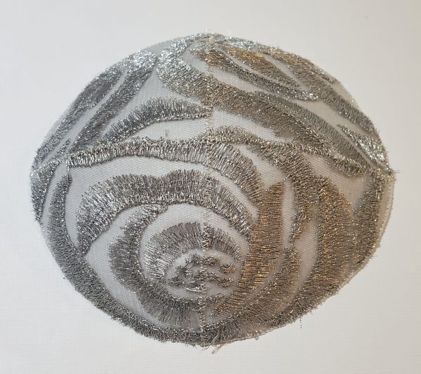 Silver Embroidered Rose Kippah